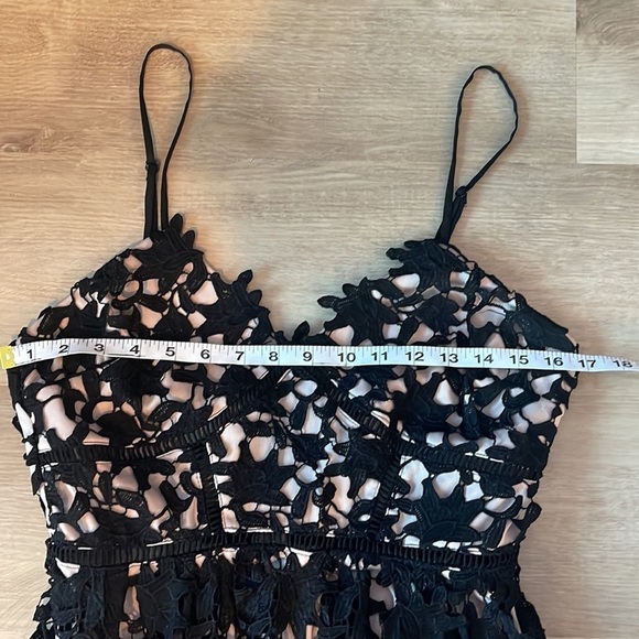 AQUA Black Illusion Crochet Lace Corset Bodice Midi Party Dress M - Picture 4 of 9